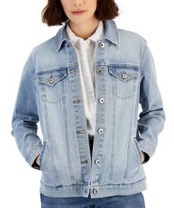 Style & Co Women's Denim Trucker Jacket, Created For Macy's 2 Style & Co Women's Denim Trucker Jacket, Created For Macy's -CeCe cloth-shop 22078278 fpx