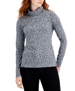 Style & Co Women's Leopard Turtleneck Sweater, Created For Macy's