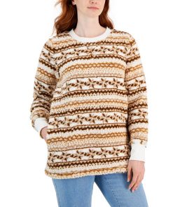 Style & Co Women's Printed Crewneck Fleece Tunic, Created For Macy's