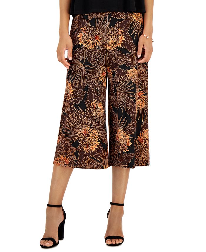 Women's Contrast Printed Cropped Jumpsuit Connected Women's Contrast Printed Cropped Jumpsuit -CeCe cloth-shop