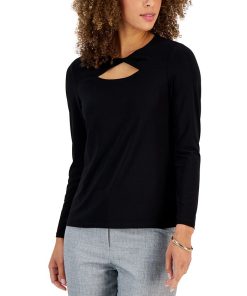 Kasper Women's 3/4-Sleeve Twisted Neck Top