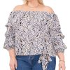 Vince Camuto Plus Size Snake-Print Off-The-Shoulder Balloon-Sleeve Blouse