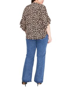Vince Camuto Plus Size Printed Ruffle-Sleeve Henley Top 8 Vince Camuto Plus Size Printed Ruffle-Sleeve Henley Top -CeCe cloth-shop 22118317 fpx