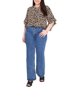 Vince Camuto Plus Size Printed Ruffle-Sleeve Henley Top 7 Vince Camuto Plus Size Printed Ruffle-Sleeve Henley Top -CeCe cloth-shop 22118319 fpx