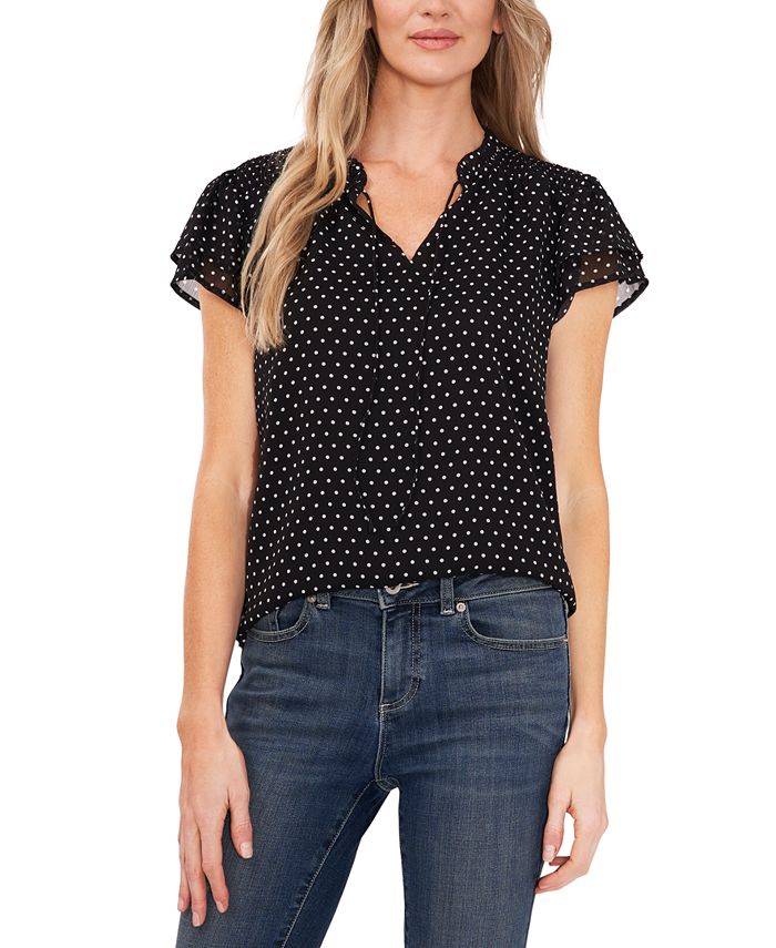 Women's Printed Flutter-Sleeve Top CeCe Women's Printed Flutter-Sleeve Top -CeCe cloth-shop