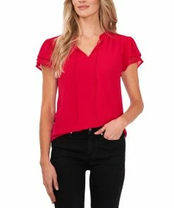 CeCe Women's Yoryu Flutter Sleeve Blouse