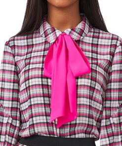 CeCe Women's Plaid Button-Up Bow Top -CeCe cloth-shop 22156404 fpx