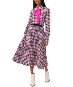 CeCe Women's Plaid Button-Up Bow Top -CeCe cloth-shop 22156405 fpx