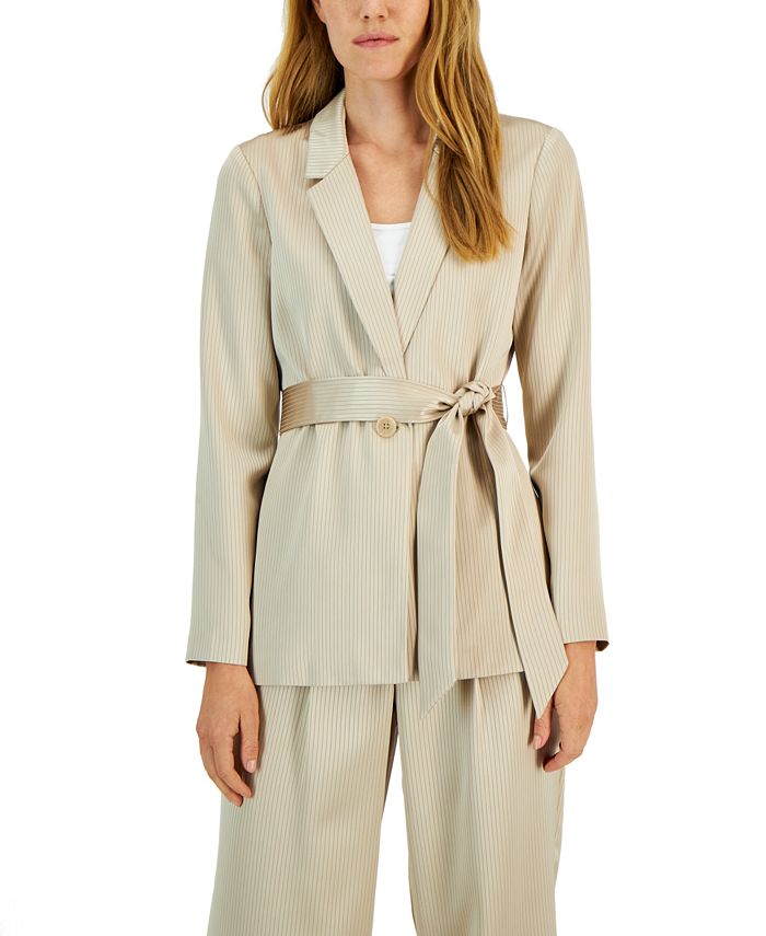Women's Tie-Waist Satin Blazer, Created For Macy's Alfani Women's Tie-Waist Satin Blazer, Created For Macy's -CeCe cloth-shop
