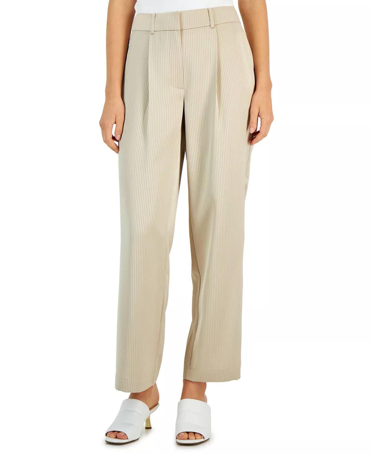 Women's Stripe Satin Wide-Leg Trousers, Created For Macy's Alfani Women's Stripe Satin Wide-Leg Trousers, Created For Macy's -CeCe cloth-shop