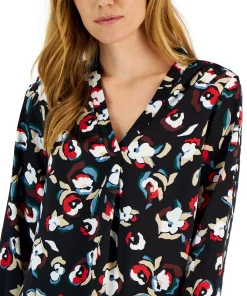 Alfani Women's Long Sleeve V-Neck Blouse, Created For Macy's -CeCe cloth-shop 22164430 fpx