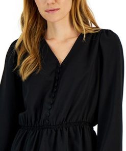 Alfani Women's V-Neck Smocked-Waist Top, Created For Macy's -CeCe cloth-shop 22164503 fpx