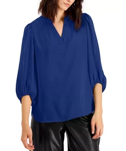 Anne Klein Women's Split-Neck 3/4-Sleeve Elastic-Cuff Top -CeCe cloth-shop 22164737 fpx