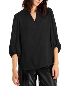 Anne Klein Women's Split-Neck 3/4-Sleeve Elastic-Cuff Top