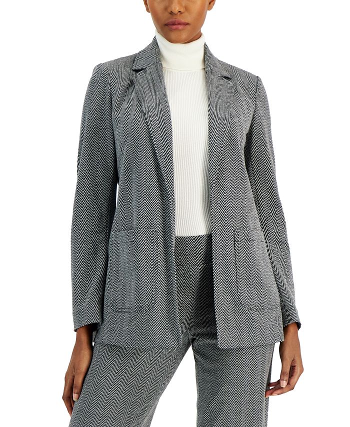 Women's Notched-Collar Herringbone Jacket Anne Klein Women's Notched-Collar Herringbone Jacket -CeCe cloth-shop