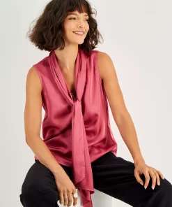 Bar III Women's Sleeveless Bow-Tie Blouse, Created For Macy's -CeCe cloth-shop 22170431 fpx