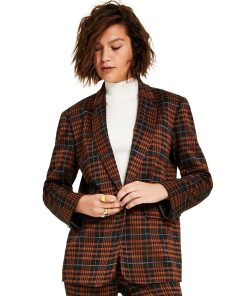 Bar III Women's Plaid Notch-Collar Blazer, Created For Macy's