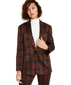 Bar III Women's Plaid Notch-Collar Blazer, Created For Macy's -CeCe cloth-shop 22170607 fpx
