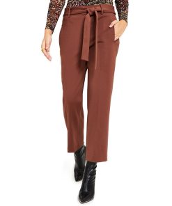 Bar III Women's Tie-Waist Straight-Leg Ankle Pants, Created For Macy's