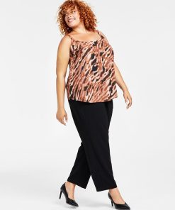 Bar III Plus Size Animal-Print Scoop-Neck Camisole, Created For Macy's