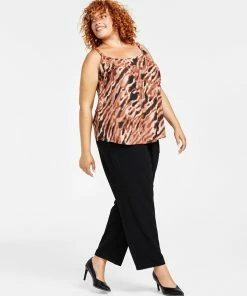 Bar III Plus Size Animal-Print Scoop-Neck Camisole, Created For Macy's