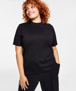 Bar III Plus Size Mock Neck Top, Created For Macy's
