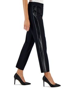 JM Collection Women's Pleather Side Panel Ponte Pants, Created For Macy's -CeCe cloth-shop 22180192 fpx