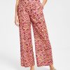 Bar III Women's Printed Wide-Leg Smocked-Waist Pull-On Pants, Created For Macy's