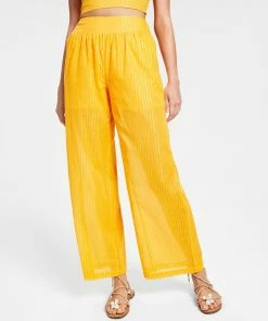 Bar III Women's Wide-Leg Metallic-Stripe Pull-On Pants, Created For Macy's