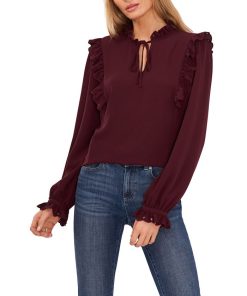 CeCe Ruffled Tie-Neck Blouse