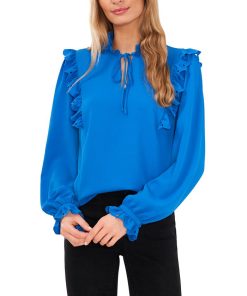 CeCe Ruffled Tie-Neck Blouse