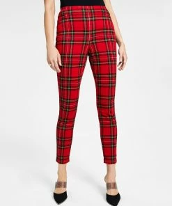 Bar III Women's Plaid High Rise Pull-On Leggings, Created For Macy's