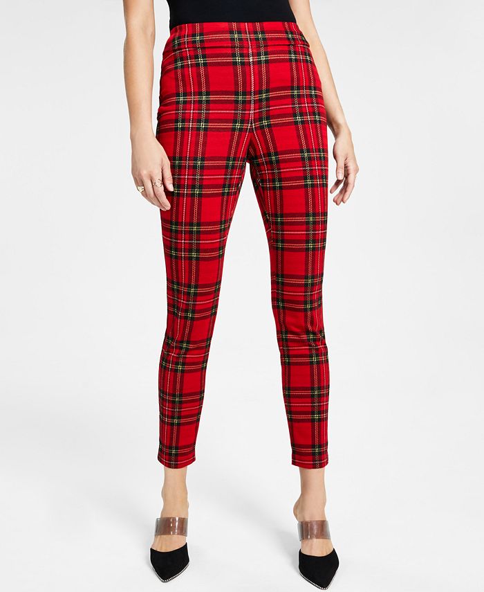 Bar III Women's Plaid High Rise Pull-On Leggings, Created For Macy's 1 Bar III Women's Plaid High Rise Pull-On Leggings, Created For Macy's
