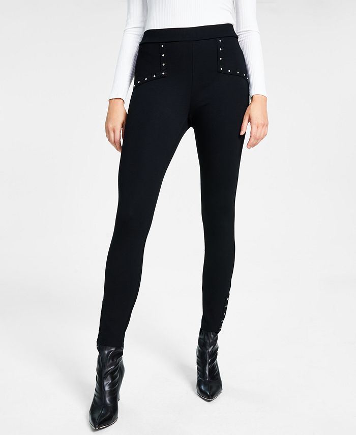 Women's Studded Waist Detail Pull-On Leggings, Created For Macy's Bar III Women's Studded Waist Detail Pull-On Leggings, Created For Macy's -CeCe cloth-shop