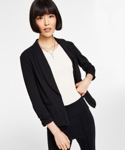 Bar III Knit-Crepe Ruched-Sleeve Blazer, Created For Macy's
