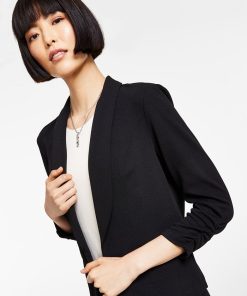 Bar III Knit-Crepe Ruched-Sleeve Blazer, Created For Macy's -CeCe cloth-shop 22190889 fpx