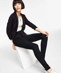 Bar III Knit-Crepe Ruched-Sleeve Blazer, Created For Macy's -CeCe cloth-shop 22190893 fpx