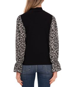 CeCe Women's Mock Neck Printed Sleeve Knit Top 3 CeCe Women's Mock Neck Printed Sleeve Knit Top -CeCe cloth-shop 22200081 fpx 1