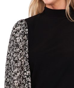 CeCe Women's Mock Neck Printed Sleeve Knit Top 4 CeCe Women's Mock Neck Printed Sleeve Knit Top -CeCe cloth-shop 22200082 fpx 1
