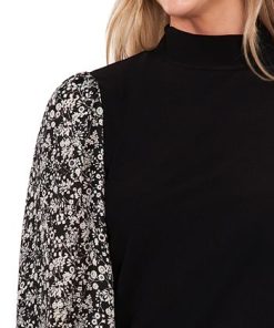 CeCe Women's Mock Neck Printed Sleeve Knit Top 2 CeCe Women's Mock Neck Printed Sleeve Knit Top -CeCe cloth-shop 22200082 fpx