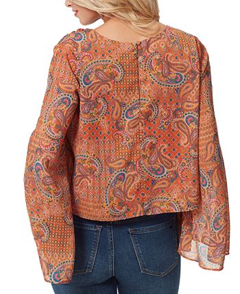 Women's Monique Ruched Trumpet-Sleeve Top Jessica Simpson Women's Monique Ruched Trumpet-Sleeve Top -CeCe cloth-shop