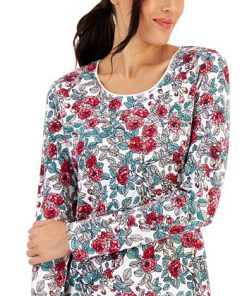 Karen Scott Women's-Long Sleeve Floral-Print Top, Created For Macy's -CeCe cloth-shop 22206752 fpx