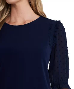 CeCe Women's Ruffle Mixed-Media Elbow Sleeve Blouse 6 CeCe Women's Ruffle Mixed-Media Elbow Sleeve Blouse -CeCe cloth-shop 22206904 fpx