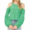 CeCe Women's Harmony Blossoms Cold Shoulder Blouse