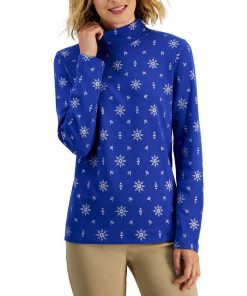 Karen Scott Women's Holiday Mock-Neck Top, Created For Macy's