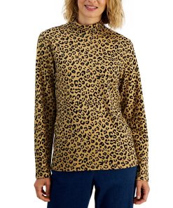 Karen Scott Women's Printed Mock-Neck Top, Created For Macy's