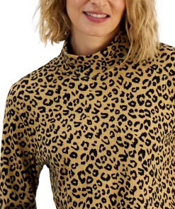 Karen Scott Women's Printed Mock-Neck Top, Created For Macy's -CeCe cloth-shop 22224282 fpx