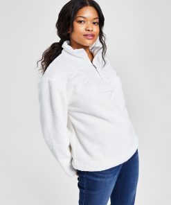 Style & Co Women's Mixed Media Quarter-Zip Pullover, Created For Macy's
