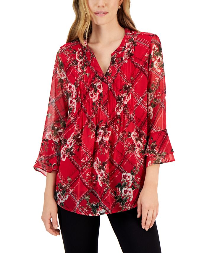 Women's Etching Garden Top, Created For Macy's Charter Club Women's Etching Garden Top, Created For Macy's -CeCe cloth-shop