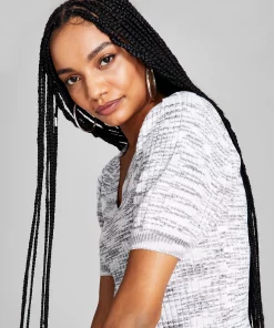 And Now This Women's Space-Dye Puff-Sleeve Knit Top -CeCe cloth-shop 22250142 fpx